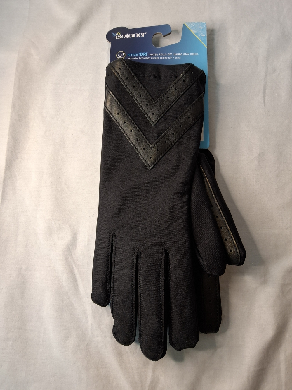 isotoner Women's Black Chevron Detail Touchscreen Gloves - Picture 2 of 3